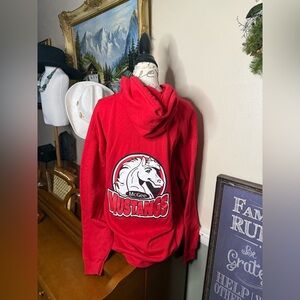 Red Zip-Up Hoodie with McGee Mustang Logo